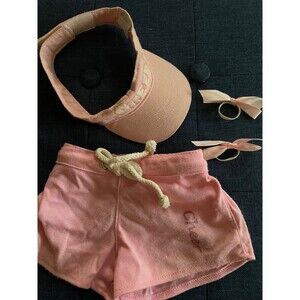 Build a Bear Pink Visor & shorts Glitter Cheer